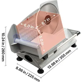 Vevor Allesschneider Fleischschneider 150 W elektrische Aufschnittmaschine mit 17 cm Klinge, Fleischschneidemaschine mit 0–15 mm einstellbarer Dicke, für gefrorenes Fleisch Schinken Prime Steak