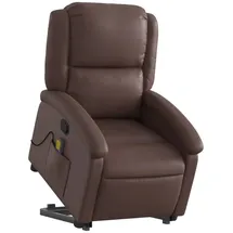 vidaXL Massagesessel mit Aufstehhilfe Kunstleder 144,5 x 82 x 0 cm Braun