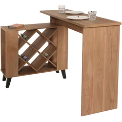 Bartisch HWC-M45, Stehtisch Thekentisch Weinregal Weinschrank, Stauf√§cher 93x120x98cm, braun