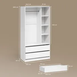 livinity® Kinderkleiderschrank Trento 100 x 200 cm Holzwerkstoff weiß