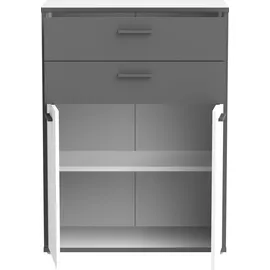 Forte "Keflav", weiß (weiß, uni wolfram grau, B:84,5cm H:115,1cm T:41,5cm, Holzwerkstoff, Sideboards, Kommode, Breite 84,5 cm