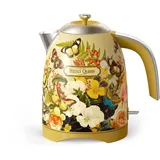Hazel Quinn Elektrischer Retro Wasserkocher mit 2200 Watts, 1,7Liter 304 Edelstahl, Automatische Abschaltung, Trockengekochschutz, Vintage Design, BPA-frei By Eduardo Recife, Gelb mit Blumenmuster