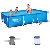 BESTWAY - Aufstellpool- Set Deluxe Splash Frame Pool 300x201x66 cm, Kartuschenfilter 1.249 l/h