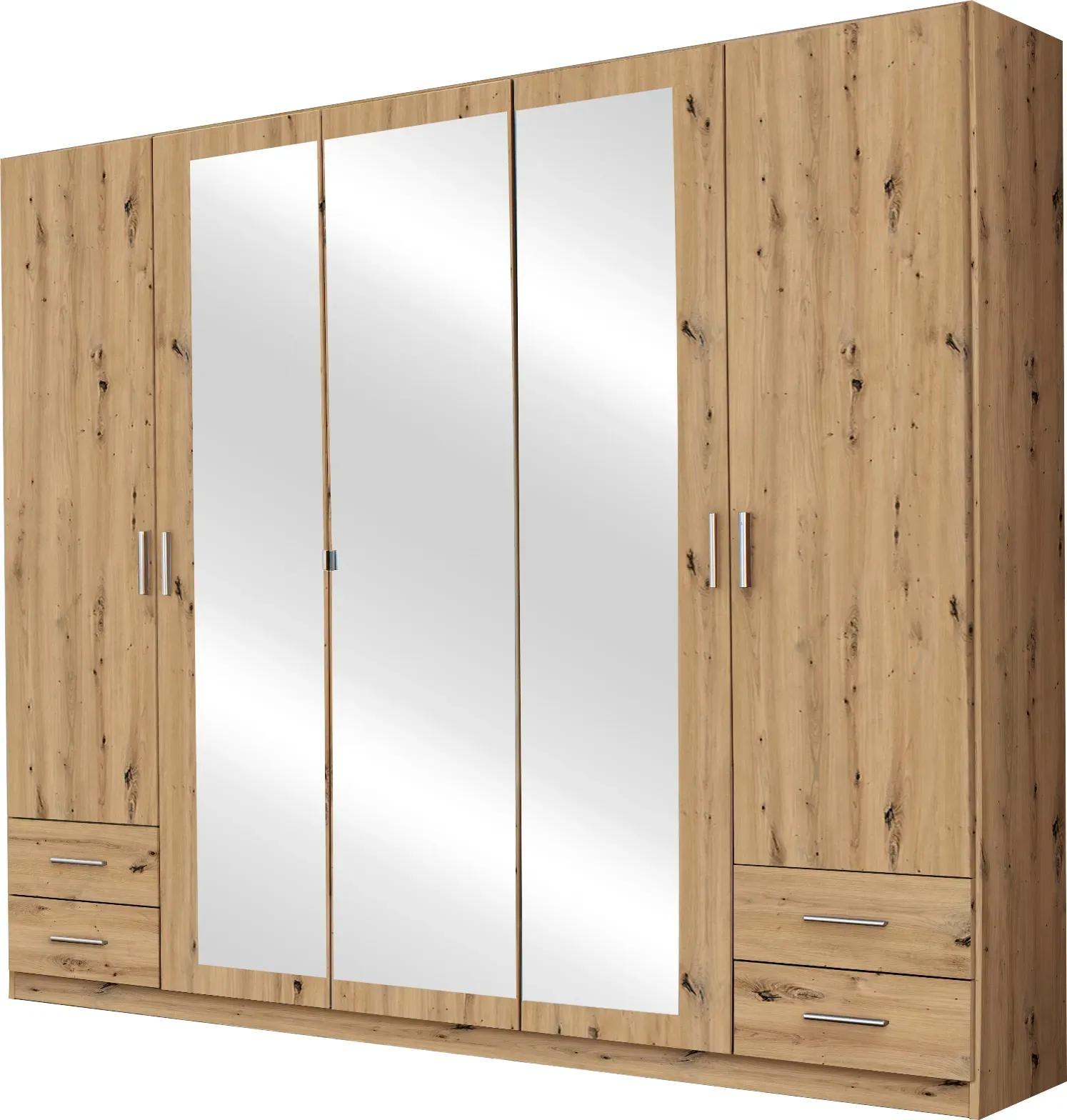 Drehtürenschrank RAUCH "Drehtürenschrank Schrank Garderobe Wäscheschrank Schlafzimmer FLEXX", braun (eiche artisan), B:225cm H:210cm T:54cm, Schränke, Drehtürenschrank, mit 4 Schubkästen