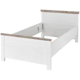 furn.design Bett Rovola (Einzelbett in Pinie weiß Landhaus, Liegefläche 100 x 200 cm), mit verstellbarer Einlasstiefe