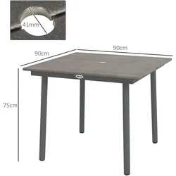 Outsunny - Gartentisch - 90Lx90Wx75Hcm - Dunkelgrau