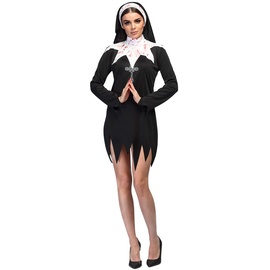 Boland 79213 - Kostüm Blutige Nonne für Erwachsene, Größe M, Faschingskostüme Damen, Horror Kostüm für Halloween oder Karneval