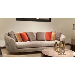 Casa Padrino Luxus Sofa Silber / Dunkelbraun - Luxus Wohnzimmer Sofa - Luxus Hotel Sofa - Luxus Qualität