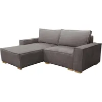 MEBLE-LUX - Ecksofa Cord mit Schlaffunktion und Bettkasten Sven I Cord Sofa L Form 235cm Breit I Eckcouch Cord mit Schlaffunktion I Federkern I Linke Ottomane Sofa Grau