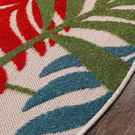 Sanat Teppich Floral Outdoor, rund, Höhe: 6 mm, In- und Outdoor geeignet, florales Design, Balkon, Terasse bunt Ø 120 cm x 6 mm