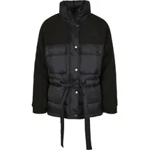 URBAN CLASSICS Ladies Sherpa Mix Puffer Jacket - schwarz