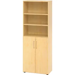 bümö Aktenregal & Schrank abschließbar, Büroschrank Regal Kombination Holz 80cm breit in Ahorn - abschließbarer Schrank für's Büro & Arbeitszimmer,
