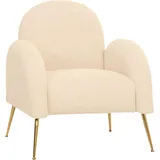 Mendler Lounge-Sessel HWC-N69, Cocktailsessel Sessel, Retro Nosagfederung Stoff/Textil Chenille ~ creme-weiß