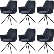MCW Esszimmerstuhl MCW-G67 Samt anthrazit-blau 6er Set