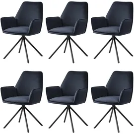 MCW Esszimmerstuhl MCW-G67 Samt anthrazit-blau 6er Set
