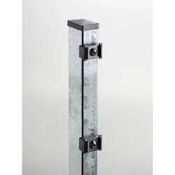 Pfosten Doppelstabmattenzaun mit Klemmplatten verzinkt zum Einbetonieren, 1830 mm