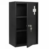 Spetebo Metall Medizinschrank 50 x 30 cm abschließbar inklusive 2 Schlüssel - schwarz - Wand Arzneischrank mit 3 Fächern - Apothekerschrank Verbandskasten Medikamentenschrank Erste Hilfe Hausapotheke
