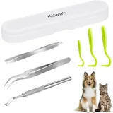 Zeckenhaken 6er Edelstahl Set für Hunde Katze Mensch mit Box
