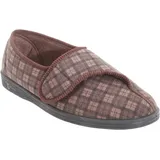 Comfylux Herren Paul Hausschuhe / Pantoffeln mit Klettverschluss, kariert DF815 (47 EU) (Dunkelbraun) - Dunkelbraun - 47