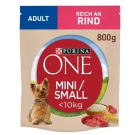 Purina ONE Mini/Small Adult reich an Rind mit Reis 800 g