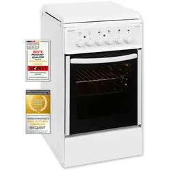 Exquisit EH 10.3 F2 Elektro-Standherd | Ober-/Unterhitze, |Backofen-Volumen: 51 l | EEK:  A |Weiß