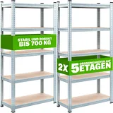 monzana Schwerlastregal 170x75x30cm 350kg 5 MDF-Platten