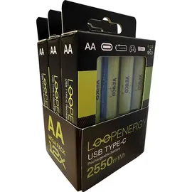 Verico Li-Ion-Akku Loop Energy AA, mit USB-C Buchse, 12er Pack