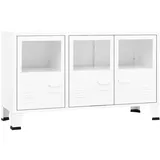 vidaXL Industrial Sideboard Weiß 105x35x62 cm Metall und Glas