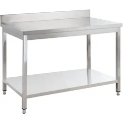 GastroHero Edelstahl Arbeitstisch Basic 12x7 mit Grundboden und Aufkantung