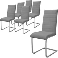 ML-Design 6er Set Grau, Freischwinger Stuhl mit hoher Rückenlehne,