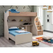 JVmoebel Kinderbett mit Nachttisch 3-tlg. 90 x 200 cm Buche massiv braun