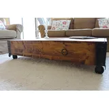 Uncle Joe ́s Couchtisch Truhe Holzkiste Beistelltisch Vintage Shabby chic Landhaus Massivholz nussbaum