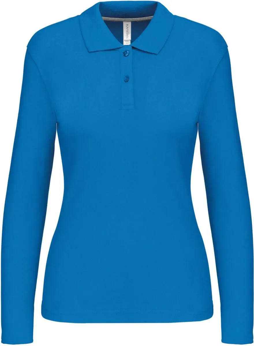 Kariban Damen Piqué Polo langarm K244 tropical blue L