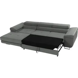 Mirjan24 Ecksofa Torezio Mini Cord, mit Bettkasten und Schlaffunktion, Einstellbare Kopfstützen, 280x170x70-90 cm (Farbe: Poso 1... - Weiß