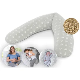 Theraline Stillkissen 180 cm Herzen grau