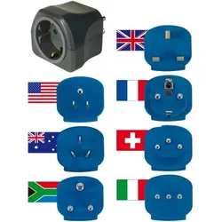 Reisestecker-Set mit 10A Sicherung, 7 Stecker für mehr als 150 Länder