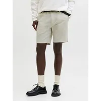 JACK & JONES "JPSTMARCO BREEZE SHORTS SRT", Herren, Gr. L, N-Gr, dusty olive detail:melange, Web, Obermaterial: 81% Baumwolle, 15% Leinen, 4% Elasthan, meliert, regular fit, Hosen Chinoshorts