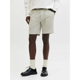 JACK & JONES "JPSTMARCO BREEZE SHORTS SRT", Herren, Gr. L, N-Gr, dusty olive detail:melange, Web, Obermaterial: 81% Baumwolle, 15% Leinen, 4% Elasthan, meliert, regular fit, Hosen Chinoshorts