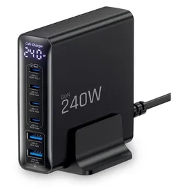 TECH-PROTECT Tech Protect DC240W GaN Ladestation mit 6 Anschlussen 4 x – Schwarz