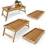 relaxdays Tabletttisch 4x Bambus Betttablett braun