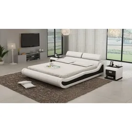aea Luxus Leder Bett 140 x 200 cm Weiß