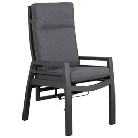 Mr. Deko Granada Ausziehtisch 160-210 cm & 6 Merida Relaxsessel  inkl. Hocker  grau