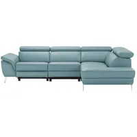 uno Ecksofa Leder  Dallas , blau , Maße (cm): B: 283 H: 74 T: 228.0