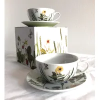 Gilde Porzellan 4tlg Tasse+ Teller Flowers