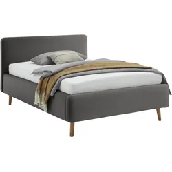 Polsterbett MEISE.MÖBEL "Mattis", grau (anthrazit), B:161cm H:105cm L:218cm, Bezug Bett: Struktur Gewebe (100% Polyester), Betten, Topseller, wahlweise mit Bettkasten