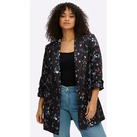 sheego Blazer in schwarz-koralle-bedruckt | Gr.: 52