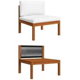 vidaXL 5-tlg. Garten-Lounge-Set mit Kissen Cremefarbenes Holz Akazie