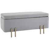Homcom Sitzbank mit Stauraum Stoff, Metall, Gummiholz Hellgrau, Kunststoff, 40x42x100 cm,