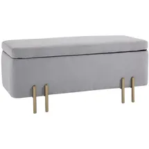 Homcom Sitzbank mit Stauraum Stoff, Metall, Gummiholz Hellgrau, Kunststoff, 40x42x100 cm,