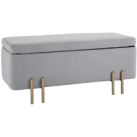 Homcom Sitzbank mit Stauraum Stoff, Metall, Gummiholz Hellgrau, Kunststoff, 40x42x100 cm,